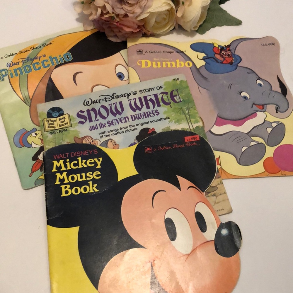Walt Disney A Golden Book Softcover Mickey Mouse Dumbo Pinocchio Books Vintage